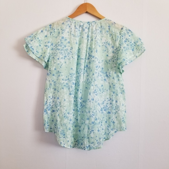 NWT Liz Claiborne Seagreen Ditzy Print Blouse Size Small - Picture 3 of 7